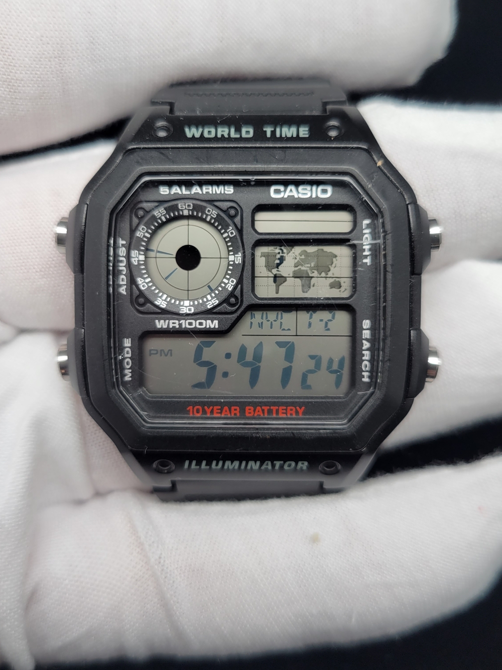 Casio World Time Digital Watch in Black